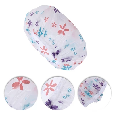 Unique Bargains Women's Floral Pattern Shower Cap Purple Blue 1 Pc 2 Unique Bargains Women's Floral Pattern Shower Cap Purple Blue 1 Pc - Image 2