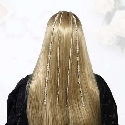 Unique Bargains Long Tassel Faux Pearl Hair Chain Clip White 2 Pcs 2 Unique Bargains Long Tassel Faux Pearl Hair Chain Clip White 2 Pcs - Image 2