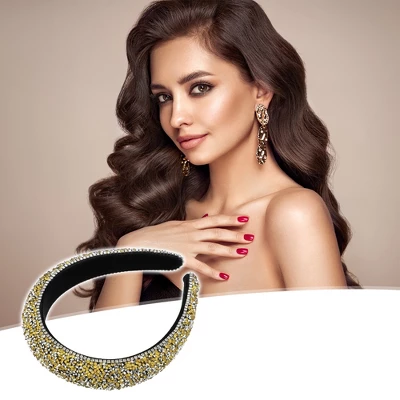 Unique Bargains Women's Bling Rhinestone Padded Hairband Hair Accessories 1.18 Inch Wide 1 Pc 1 Unique Bargains Women's Bling Rhinestone Padded Hairband Hair Accessories 1.18 Inch Wide 1 Pc