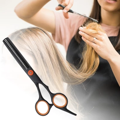 Unique Bargains Tooth Shears Haircut Scissors Orange Black 1 Pc 1 Unique Bargains Tooth Shears Haircut Scissors Orange Black 1 Pc