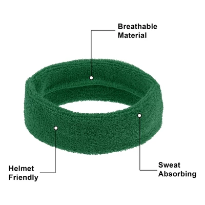 Unique Bargains Stretchy Cotton Blend Sweat Absorbing Sport Headband Wristband Grass Green 3 Pcs 2 Unique Bargains Stretchy Cotton Blend Sweat Absorbing Sport Headband Wristband Grass Green 3 Pcs - Image 2