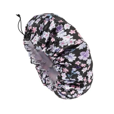Unique Bargains Women's Flowers Bath Cap Pink Purple 1 Pc 3 Unique Bargains Women's Flowers Bath Cap Pink Purple 1 Pc - Image 3