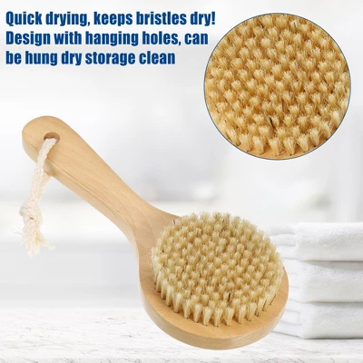 Unique Bargains Double Sided Bath Brush Wood Back Scrubber With Handle For Shower Brown 1 Pcs 2 Unique Bargains Double Sided Bath Brush Wood Back Scrubber With Handle For Shower Brown 1 Pcs - Image 2