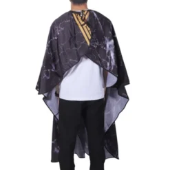 Unique Bargains Beard Print Hair Cut Barber Cape Black Yellow 1 Pc