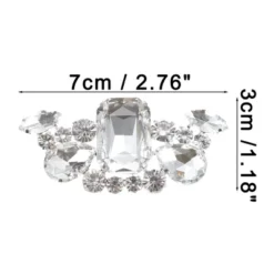 Unique Bargains Women's Rhinestone Shoe Buckle 2.76"x1.18" Silver Tone 2 Pcs
