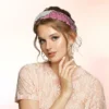 Unique Bargains Women's Sparkle Sequins Headbands Pink Silver Tone 1 Pc