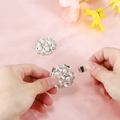 Unique Bargains Women's Rhinestone Shoe Buckle 1.57"x1.57" Silver Tone 2 Pcs 2 Unique Bargains Women's Rhinestone Shoe Buckle 1.57"x1.57" Silver Tone 2 Pcs - Image 2