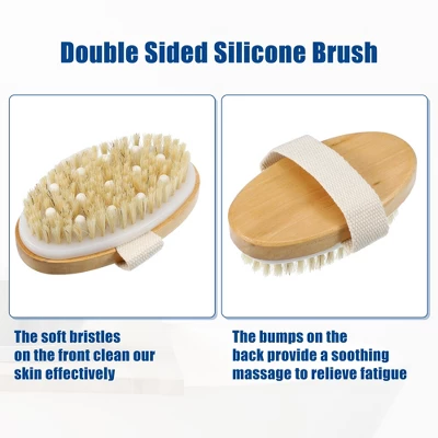 Unique Bargains Bath Brush Wood Back Scrubber For Shower For Wet Or Dry Brushing 4.9 Inches Brown 1 Pcs 4 Unique Bargains Bath Brush Wood Back Scrubber For Shower For Wet Or Dry Brushing 4.9 Inches Brown 1 Pcs - Image 4