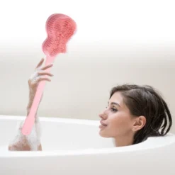 Unique Bargains Shower Back Long Handle Silicone Scrubber Bath Brush