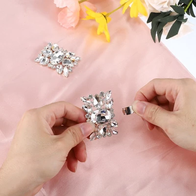 Unique Bargains Women's Rhinestone Shoe Buckle 2.36"x1.57" Silver Tone 2 Pcs 2 Unique Bargains Women's Rhinestone Shoe Buckle 2.36"x1.57" Silver Tone 2 Pcs - Image 2