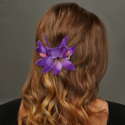 Unique Bargains Simulation Phalaenopsis Double Flowers Hair Clip 2 Pcs 1 Unique Bargains Simulation Phalaenopsis Double Flowers Hair Clip 2 Pcs