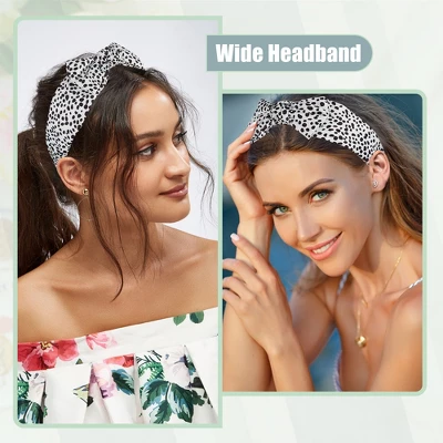Unique Bargains Women's Fashion Leopard Spot Wide Bow Headbands 1 Unique Bargains Women's Fashion Leopard Spot Wide Bow Headbands