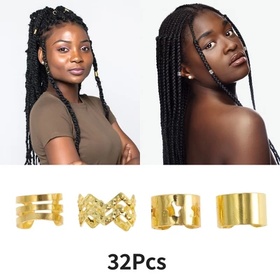 Unique Bargains Hollow Different Style Hair Cuffs Dreadlock Gold Tone 32 Pcs 2 Unique Bargains Hollow Different Style Hair Cuffs Dreadlock Gold Tone 32 Pcs - Image 2