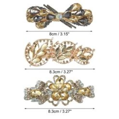 Unique Bargains Women's Hair Barrettes Shining Rhinestone Flower Butterfly Flower Shape Hair Clip Spring Hair Barrette Hair Accessories 3Pcs