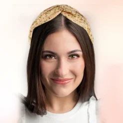 Unique Bargains Girl's Retro Little Flower Knotted Non-slip Wide Headband Yellow 5"x2.09" 1 Pc