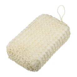Unique Bargains Bathroom Jute Square Bath Sponge 5.55"x3.54"x1.77" Beige 1 Pc -UNIQUE BARGAIN Shop GUEST 602764a0 652e 45b3 b4b6 734b00461a7d