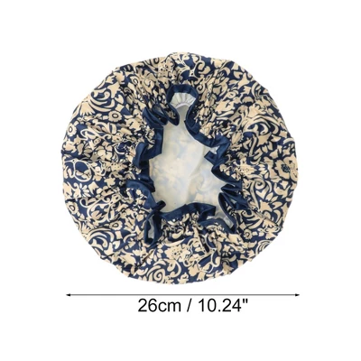 Unique Bargains Women Double Layer Flowers Shower Cap Navy Blue 1 Pc 1 Unique Bargains Women Double Layer Flowers Shower Cap Navy Blue 1 Pc