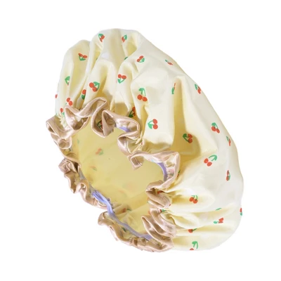 Unique Bargains Women Double Layer Cherry Pattern Shower Cap 1 Pc 5 Unique Bargains Women Double Layer Cherry Pattern Shower Cap 1 Pc - Image 5