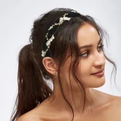 Unique Bargains Women's Rhinestone Pearl Wrap Fabric Faux Pearl Headband
