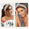 Unique Bargains Women's Bohemian Style Knotted Straw Rattan Sponge Headband Khaki Pink 2 Pcs