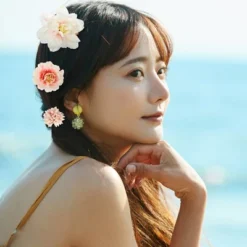 Unique Bargains Women's Fake Flowers Hair Clips Pink White 12 Pcs