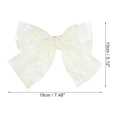 Unique Bargains Large Lace Bowknot Hair Clips Beige 2 Pcs 3 Unique Bargains Large Lace Bowknot Hair Clips Beige 2 Pcs - Image 3