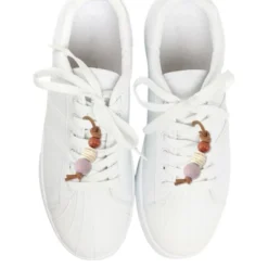 Unique Bargains Leopard Pattern Beads Shoelace Charms Purple Beige 1 Pair