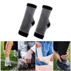 Unique Bargains Pair Ankle Compression Sleeve Socks Foot Ankle Brace For Men Women Achilles Tendon