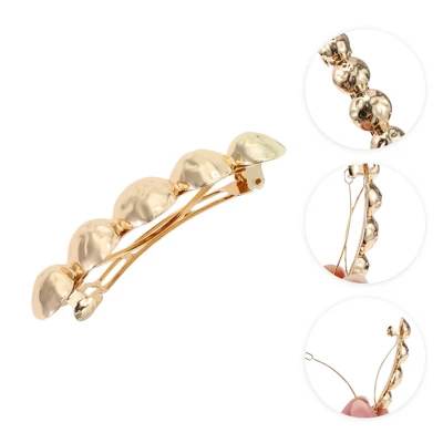 Unique Bargains Elegant Round Hair Clips Gold Tone 1 Pc 2 Unique Bargains Elegant Round Hair Clips Gold Tone 1 Pc - Image 2