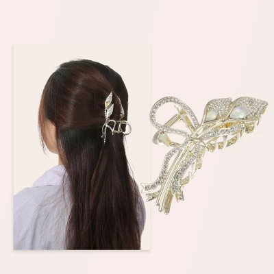 Unique Bargains Women's Flower Metal Hair Claw Clip Gold Tone Black 2 Pcs 4 Unique Bargains Women's Flower Metal Hair Claw Clip Gold Tone Black 2 Pcs - Image 4