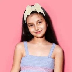 Unique Bargains Girl's Soft And Breathable Solid Bow Headbands 6.10"x3.35" 1 Pc