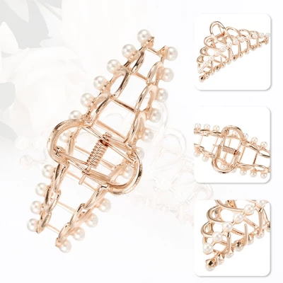 Unique Bargains Women's Metal Faux Pearl Hair Clips Rose Gold Tone 3 Unique Bargains Women's Metal Faux Pearl Hair Clips Rose Gold Tone - Image 3