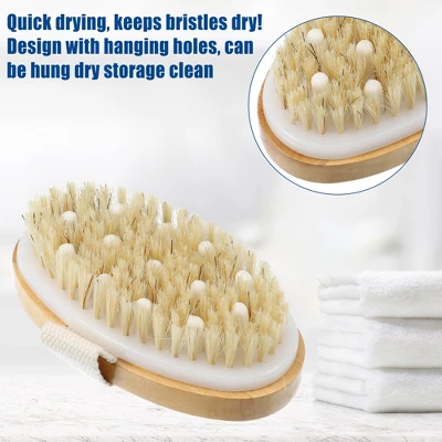Unique Bargains Bath Brush Wood Back Scrubber For Shower For Wet Or Dry Brushing 4.9 Inches Brown 1 Pcs 2 Unique Bargains Bath Brush Wood Back Scrubber For Shower For Wet Or Dry Brushing 4.9 Inches Brown 1 Pcs - Image 2