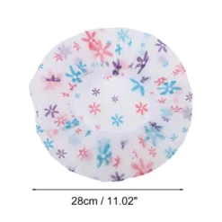 Unique Bargains Women's Floral Pattern Shower Cap Purple Blue 1 Pc