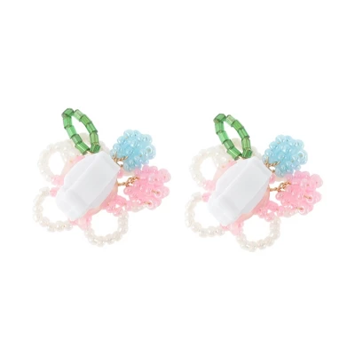 Unique Bargains Beaded Flower Shoelace Charms Pink 1 Pair 3 Unique Bargains Beaded Flower Shoelace Charms Pink 1 Pair - Image 3