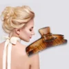 Unique Bargains Women's 4.49" Claw Clip Hair Accessories No Slip Plastic Brown