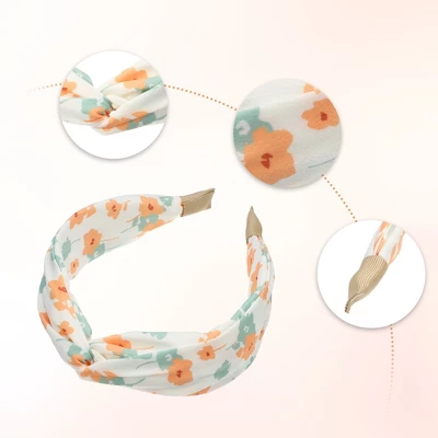 Unique Bargains Women's Wide Floral Knot No Slip Fashion Headbands 1.93" Beige 3 Unique Bargains Women's Wide Floral Knot No Slip Fashion Headbands 1.93" Beige - Image 3