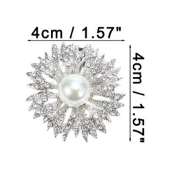 Unique Bargains Women's Round Rhinestone Shoe Buckle 1.57"x1.57" Silver Tone 2 Pcs