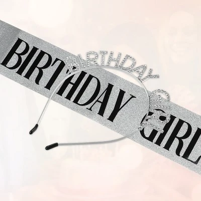 Unique Bargains Birthday Letter Sash Headband Silver Tone White Black 5 Unique Bargains Birthday Letter Sash Headband Silver Tone White Black - Image 5