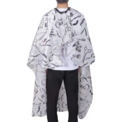 Unique Bargains All Print Hair Cut Barber Cape Black White 1 Pc