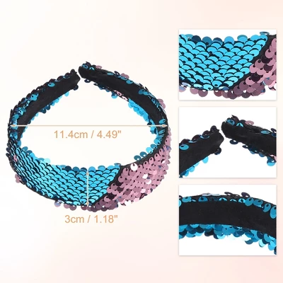 Unique Bargains Women's Sparkle Sequins Headbands Pink Blue 1 Pc 5 Unique Bargains Women's Sparkle Sequins Headbands Pink Blue 1 Pc - Image 5