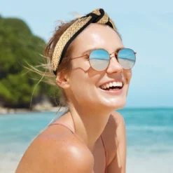 Unique Bargains Women's Fashion Non Slip Straw Knotted Headband Khaki Black 1 Pc