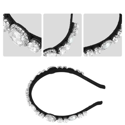 Unique Bargains Women's Bling Rhinestone Flannel Headband 5.51"x0.79" 1Pc 2 Unique Bargains Women's Bling Rhinestone Flannel Headband 5.51"x0.79" 1Pc - Image 2