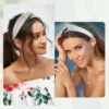 Unique Bargains Women's Fashion Color Block Knotted Wide Headband 1.57" Width 1 Pc