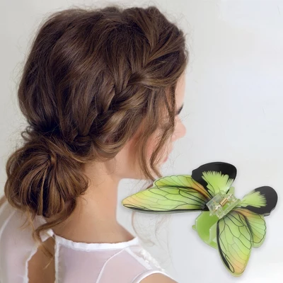 Unique Bargains Women's Butterfly Hair Clips 4.13"x3.58"x1.57" Green Black 1 Pc 1 Unique Bargains Women's Butterfly Hair Clips 4.13"x3.58"x1.57" Green Black 1 Pc