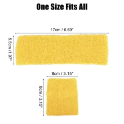 Unique Bargains Stretchy Cotton Blend Sweat Absorbing Sport Headband Wristband Yellow 3 Pcs -UNIQUE BARGAIN Shop GUEST 72c99158 ebd4 4999 88d0 b82026c41923