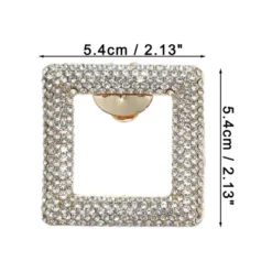 Unique Bargains Women's Rhinestone Shoe Buckle 2.13"x2.13" Gold Tone 1 Pc