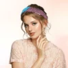 Unique Bargains Women's Sparkle Sequins Headbands Pink Blue 1 Pc