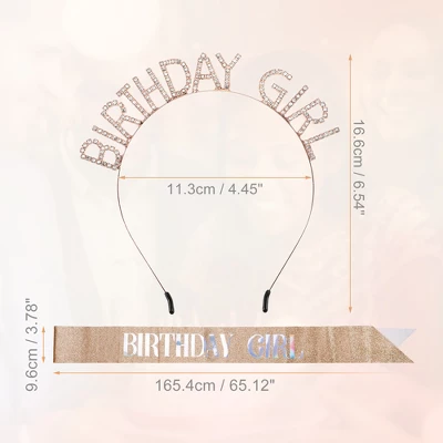 Unique Bargains Birthday Sash Headband Rose Gold Tone 3 Unique Bargains Birthday Sash Headband Rose Gold Tone - Image 3