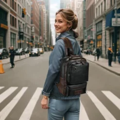 Unique Bargains PU Leather Water Resistant Adjustable Strap Basic-multipurpose-backpacks 10.2" X 12.6" -UNIQUE BARGAIN Shop GUEST 776e165e eb76 421f a9d1 3e9181b58711